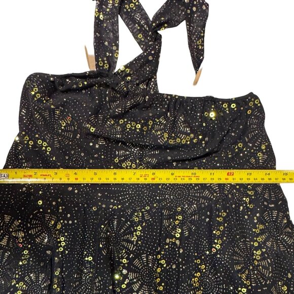 Revolution Black w/Gold Sequin Dance Dress Costume Sz MA FireFlies‎ Crisscross - Picture 14 of 16